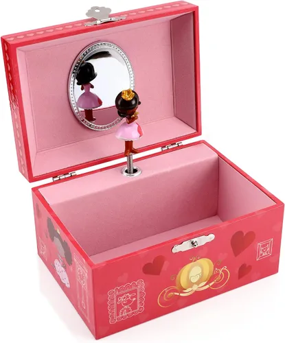 Miniatura 3 de FALUOS Joyero musical con bonita caja de música de princesa giratoria estuche de almacenamiento de joyas el mejor regalo de juguetes para niñas