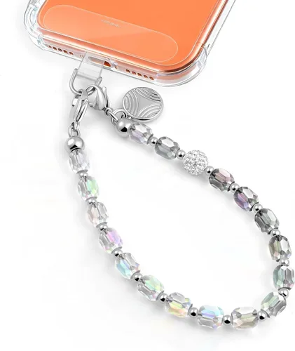 Miniatura 14 de Correa de muñeca para teléfono con encanto desmontable, llavero de teléfono de metal con correa de muñeca para mujeres con pestañas de sujeción Rosa