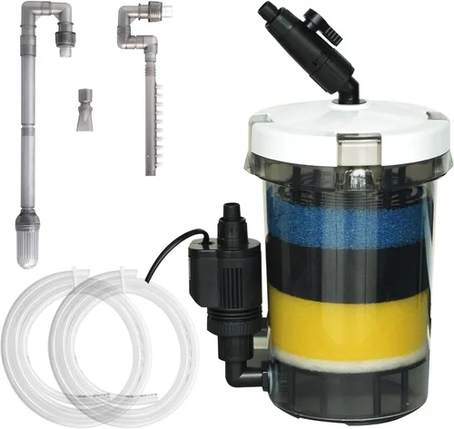 Filtro de recipiente de 105 GPH, filtro externo de acuario, máquina de limpieza de circulación de agua ultra silenciosa con bomba de agua,