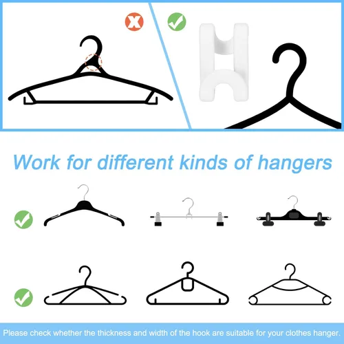 Miniatura 4 de uxcell Ganchos para colgar ropa, 30 unidades, ganchos de plástico ABS, extensores de colgador, ganchos para colgar ahorran espacio para armario Beige