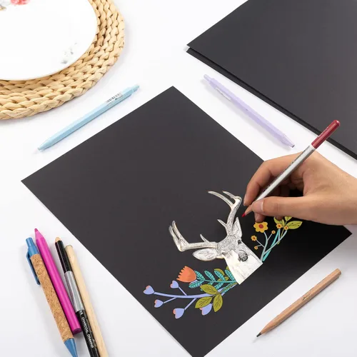 Miniatura 3 de 30 hojas de papel de cartulina de 8 1/2 x 11 pulgadas para manualidades y invitaciones (negro)