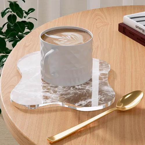 Miniatura 10 de Posavasos Decorativos de Acrílico, Posavasos Irregulares para Bar y Bebidas, Posavasos para Taza de Café con Forma de Nube Transparente, Perfecto