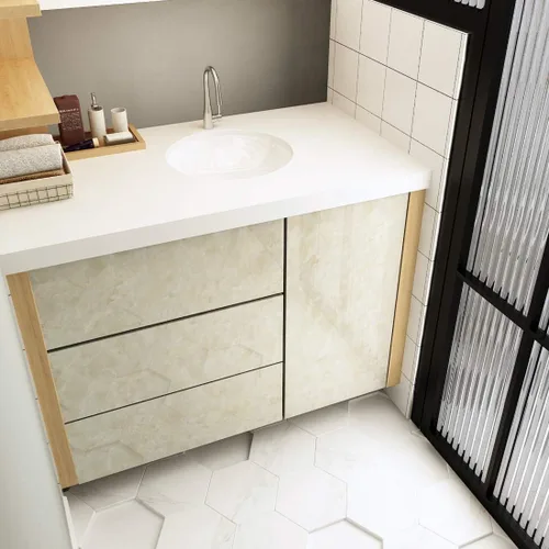 Miniatura 5 de YENHOME Papel de contacto de mármol para despegar y pegar, impermeable, 17.7 x 118 pulgadas, papel de contacto de mármol beige para encimeras