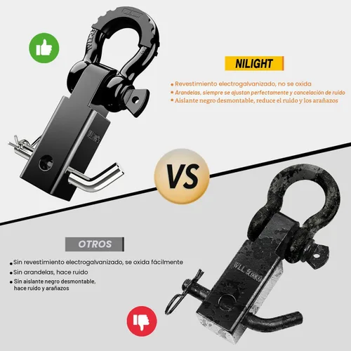 Miniatura 5 de Nilight Receptor de enganche de grillete de 2 pulgadas, 45000 libras, resistencia a la rotura, grillete de anillo en D de 3/4 pulgadas con pasador