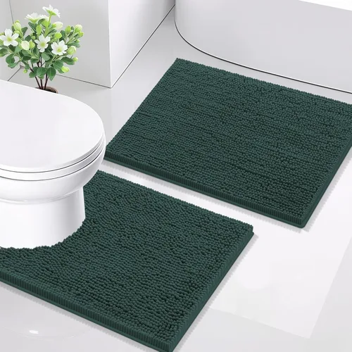 Miniatura 137 de Smiry Juego de 2 alfombras de baño, felpilla suave y absorbente, lavable a máquina, antideslizantes, para bañera, ducha y suelo