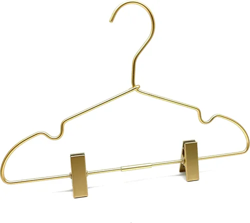 Miniatura 5 de Clips de ropa de bebé de metal dorado de 12.5 pulgadas para niños, colgador de ropa para niños, exhibición y almacenamiento, paquete de 10