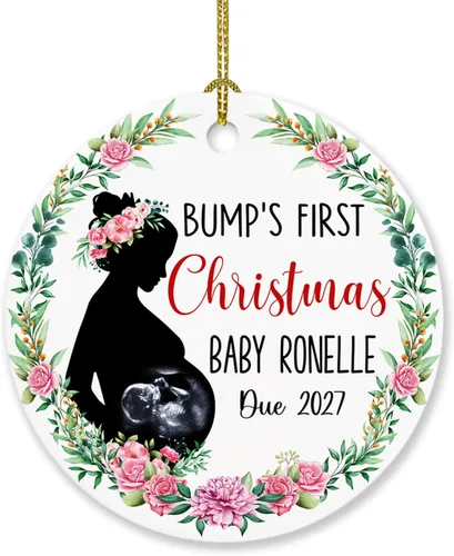 Miniatura 19 de Adorno personalizado para bebé que llega 2027, adorno de Navidad de Bump, elige el nombre del bebé y el año de Navidad para el nuevo abuelo abuela