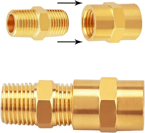 Miniatura 3 de Uenede Acoplamiento de pezón hexagonal de latón NPT de 1/4 de pulgada de 1/4 pulgadas NPT x 1/4 pulgadas NPT hembra roscado igual diámetro acoplador