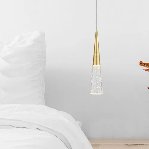 Miniatura 5 de JoollySun Lámpara colgante de cristal moderna: Mini cono dorado colgante accesorios de luz para baño de isla de cocina