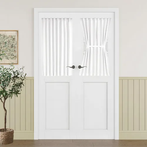 Miniatura 48 de Vatge - Cortinas autoadhesivas para puerta francesa, tratamiento de ventana con filtro de luz sin varillas ni perforaciones para puertas de cristal