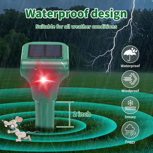 Miniatura 6 de Repelente de topos alimentado por energía solar, paquete de 8 repelente ultrasónico de gopher IP65 impermeable para césped, jardín y patio