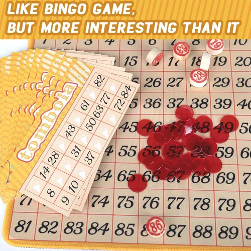 Miniatura 4 de Extguds Juego de bingo de Tombola, Vintage Tombola Italiano, Lotería rusa con número 1-90 para lotería, para hasta 24 jugadores