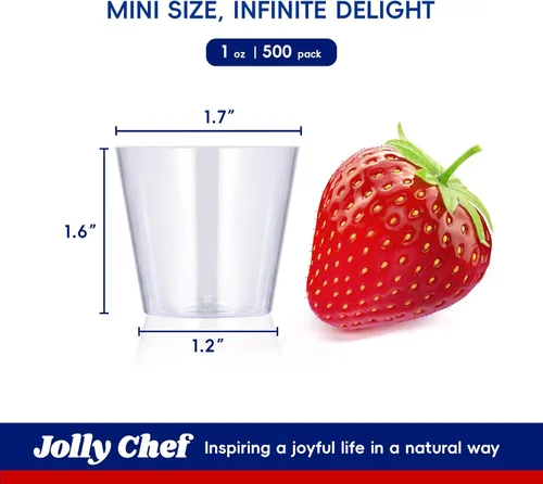 Miniatura 2 de JOLLY CHEF Paquete de 500 vasos de chupito de plástico de 1 onza, vasos desechables de 1 onza, vasos de degustación para fiestas, perfectos