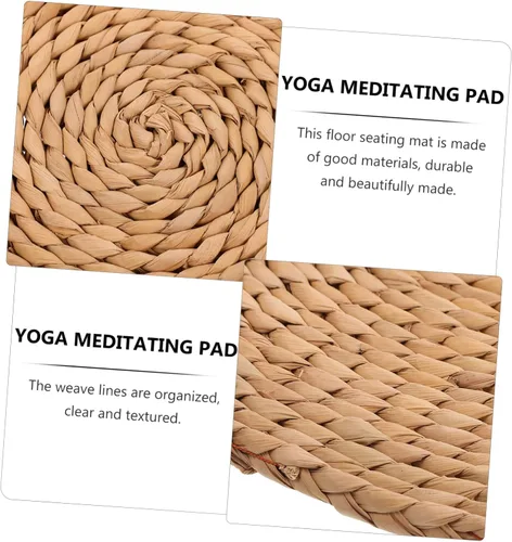 Miniatura 5 de LIFKOME 2 cojines de paja plana tatami Mat almohadas de suelo para adultos almohada circular almohada japonesa redonda individual cojín tejido paja