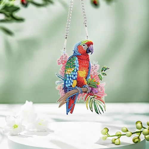 Miniatura 2 de AiYuanzsh Animal Parrot DIY Kits de Pintura de Arte de Diamante de Acrílico Colgante Pendientes de Arte de Diamante de Rinstone Especialmente Búho