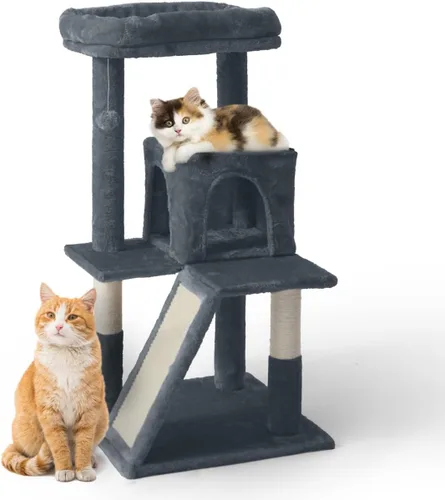 Miniatura 10 de BOWHAUS Árbol alto para gatos grandes o gatitos de interior, árbol de actividades para gatos de varios niveles con postes rascadores, hamaca