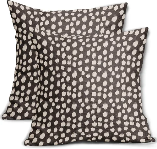 Miniatura 49 de Fundas de almohada marrón y blancas de 18 x 18 pulgadas, juego de 2 almohadas boho grises con lunares, fundas de almohada modernas estampadas
