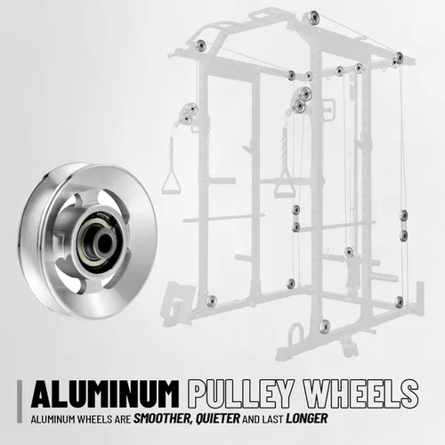 Miniatura 2 de Mikolo Jaula de Potencia, Rack de Potencia con Sistema de Cruce de Cables, 1500LBS Rack para Sentadillas con Sistema de Jalón LAT, Jaula