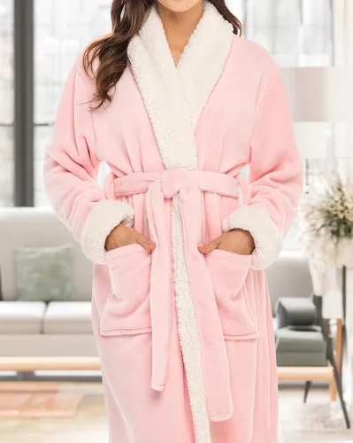 Miniatura 5 de Alexander Del Rossa Bata de felpa para mujer, larga y acogedora bata de baño cálida