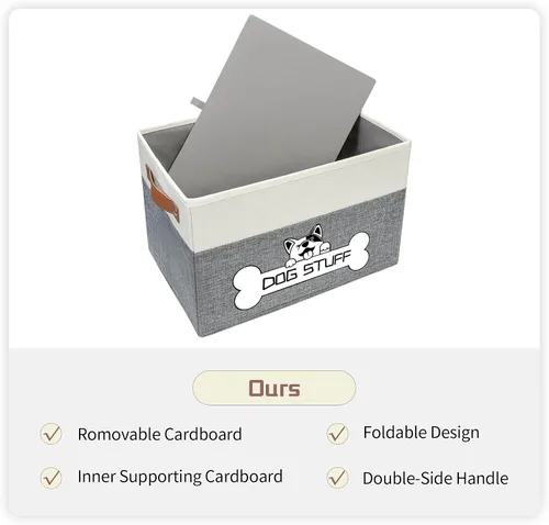 Miniatura 7 de Caja de juguetes plegable para perros, almacenamiento de tela para mascotas, organizador plegable para decoración del hogar con asa, cesta de Café