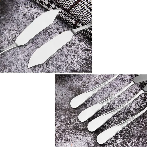 Miniatura 6 de 8 cuchillos de mantequilla de acero inoxidable, esparcidores de queso/mantequilla, cuchillos para untar, queso y condimentos 8 pza