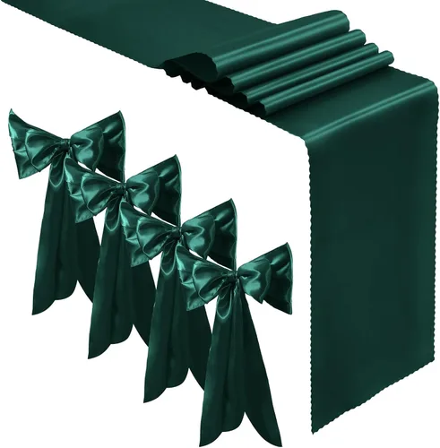Miniatura 8 de Aormenzy 12 caminos de mesa de satén azul bebé de 12 x 108 pulgadas, caminos de mesa de boda sedosos, decoración de mesa elegante, caminos de mesa