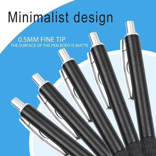 Miniatura 7 de Bolígrafos de Gel Negros, Paquete de 50 Bolígrafos Negros 0.5mm de Punta Fina, Tinta Negra, Escritura Suave, Bolígrafo de Gel con Clic para Oficina