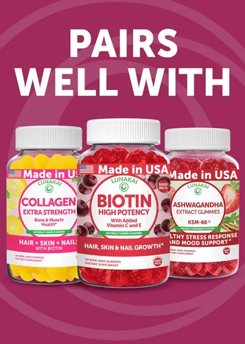 Miniatura 8 de Lunakai USA Made Super Hair Gummies con biotina, zinc, extracto de cola de caballo y palma enana americana – Vitaminas para el crecimiento