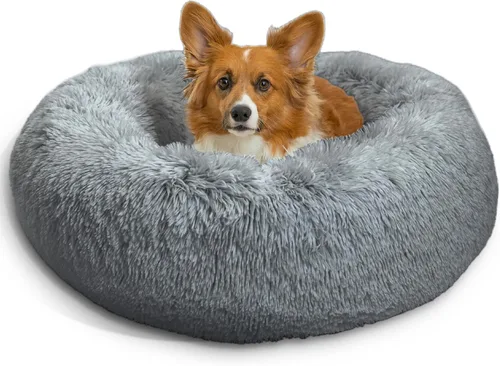 Miniatura 28 de Best Friends by Sheri - The Original Calming Donut - Cama calmante en forma de dona para perros y gatos - Pelo largo, gris escarcha, S, 23 x 23