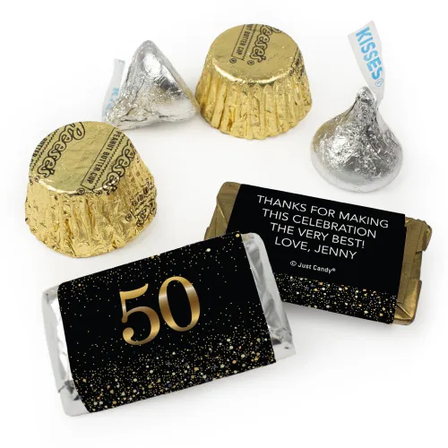 Miniatura 2 de Kit de 200 caramelos personalizados para cumpleaños número 50, regalos de fiesta de chocolate para invitados, suministros de bufé de dulces