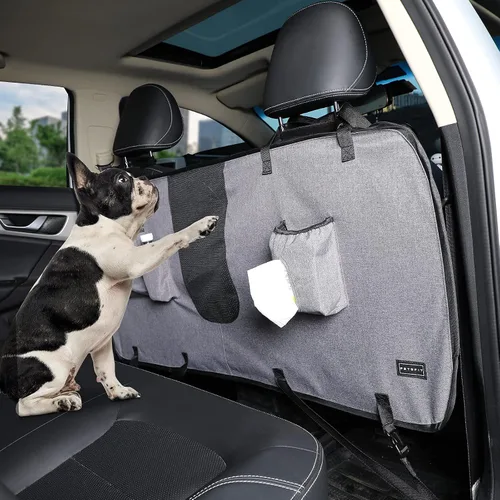 Miniatura 9 de Petsfit Barrera de coche para perro, barrera para mascotas, malla para asiento trasero de perro con cuerda de ajuste y gancho, adecuada
