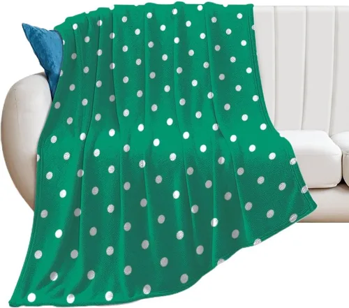 Miniatura 15 de Manta de felpa de lunares blanco aguamarina, suave y acogedora, manta de franela para todas las estaciones, para sofá, cama, 40 x 50 pulgadas