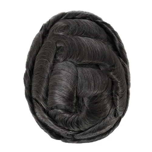 Miniatura 2 de HAIR NATURE Sistemas de reemplazo de cabello humano Toupee para hombre, 0.005 in, piel de polietileno inyectada, pelucas reales para hombres