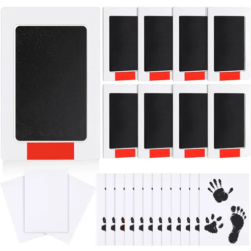 Miniatura 10 de Jetec Juego de 30 huellas y huellas de manos sin tinta, almohadilla de tinta de tacto limpio para manos y huellas de bebé, kit de huellas de perro