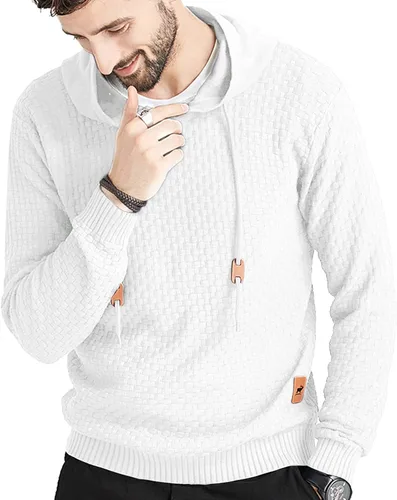 Miniatura 4 de Zaitun Sudadera con capucha para hombre, de manga larga, de punto sólido, suéter con capucha
