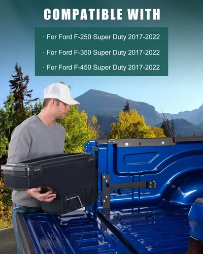 Miniatura 3 de SCITOO Cerradura y llaves caja de almacenamiento de caja de camión Tits para Ford para F-250 Super Duty para F-350 Super Duty 2017-2022 lado derecho