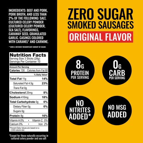 Miniatura 2 de Tillamook Country Smoker Zero Sugar Original Keto Friendly Salchichas ahumadas, 10 onzas (paquete de 2)