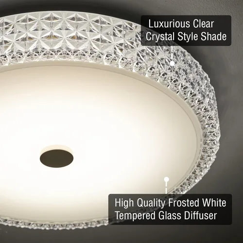 Miniatura 2 de Kira Home Maxine - Lámpara de techo de cristal transparente integrada moderna de 15 pulgadas (25 W), luz blanca cálida de 3000 K de bajo perfil