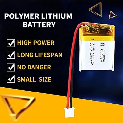 Miniatura 4 de 3.7V 200mAh 602025 Lipo paquete de iones recargable con conector JST 1pcs