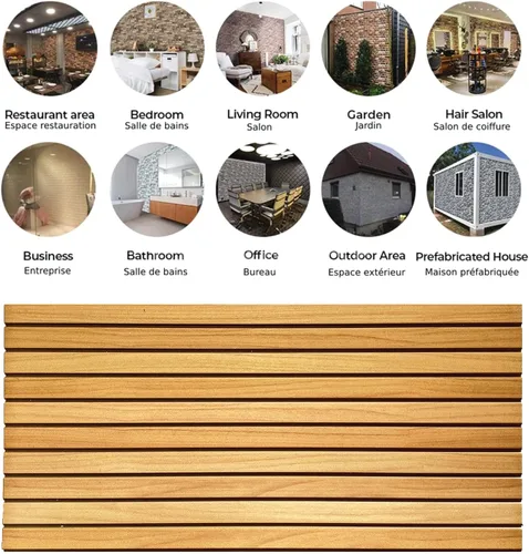 Miniatura 5 de Dundee Deco Paneles de pared 3D con efecto de madera, revestimiento, paneles de pared de aspecto de madera marrón amarillento, revestimiento
