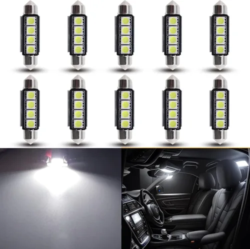 Miniatura 18 de Bombillas LED Festoon 6411 6418 C5W de 9 a 30 V extremadamente brillantes, sin errores, 1.5 pulgadas, 1.417 in para luces de cúpula de mapa