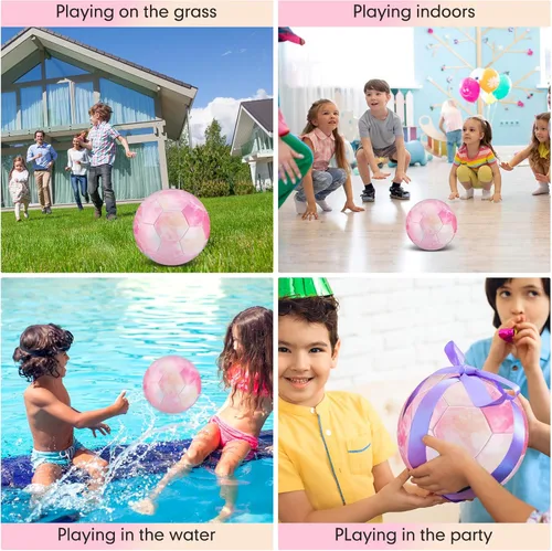 Miniatura 6 de HyDren Balón de fútbol para niños, tamaño 3 con inflador, oficial de dibujos animados, duradero, deportes al aire libre, interiores, juego