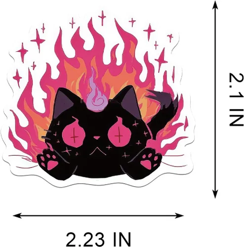 Miniatura 5 de Calcomanías de terror de brujas, accesorios de gato negro y gato gótico para adultos y adolescentes, impermeables