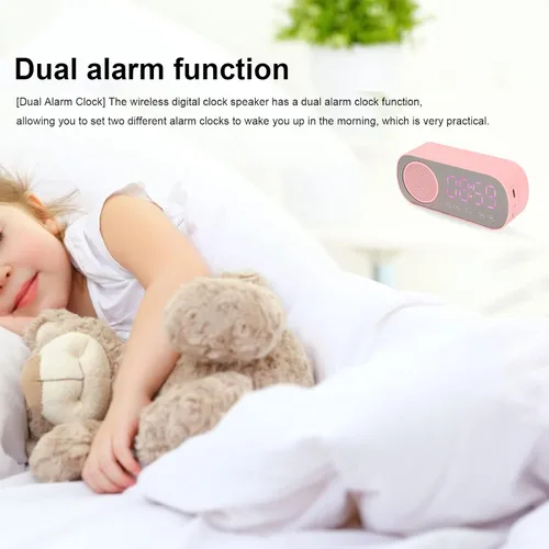 Miniatura 6 de Sanpyl Altavoz despertador, USB portátil HiFi pantalla LED, reloj despertador dual con radio FM sintonizada digitalmente, para el hogar, oficina