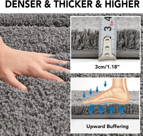 Miniatura 6 de Deconovo Alfombra de baño antideslizante, ultrasuave, de secado rápido, súper absorbente, lavable a máquina, alfombra de felpa prémium para baño