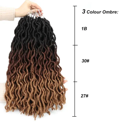Miniatura 6 de Eliza - Extensiones de cabello trenzado sintético, de rizos gitanos, ondulados, teñido degradado estilo ombre, 8 paquetes/lotes, 100 % kanekalon