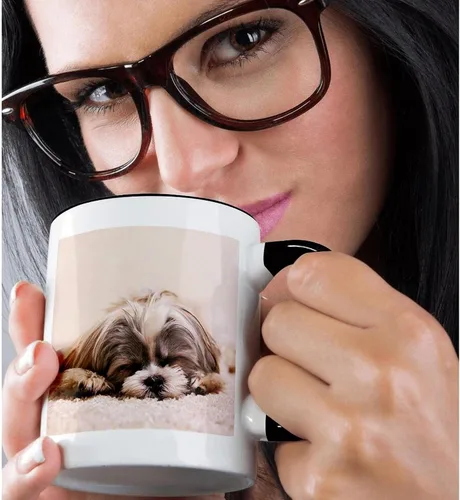 Miniatura 2 de 3dRose Shih Tzu. Durmiendo. Mejor amigo. Taza roja de dos tonos de 11 oz
