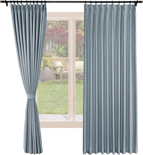 Miniatura 11 de Frelement Cortinas opacas de lino natural, paneles de cortinas plisadas para sala de estar, cortinas con aislamiento térmico, 52 pulgadas de ancho x