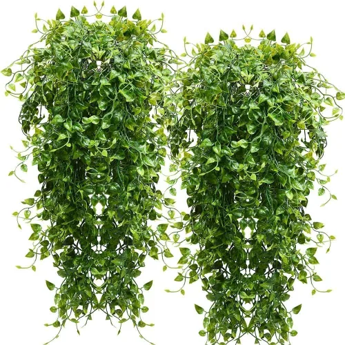 Miniatura 15 de RECUTMS Paquete de 2 guirnaldas artificiales de eucalipto con hojas de sauce de 6 pies, planta colgante falsa de seda, hojas de sauce de eucalipto