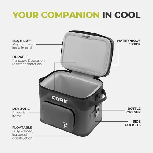 Miniatura 6 de CORE - Bolsa de enfriador suave a prueba de fugas magnética con cremallera impermeable Bolsa aislada enfriador portátil Mejor enfriador suave